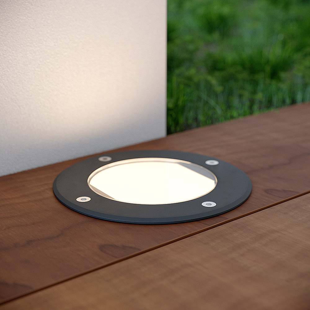 Dorton Anthracite Round Solar Deck Light view 1