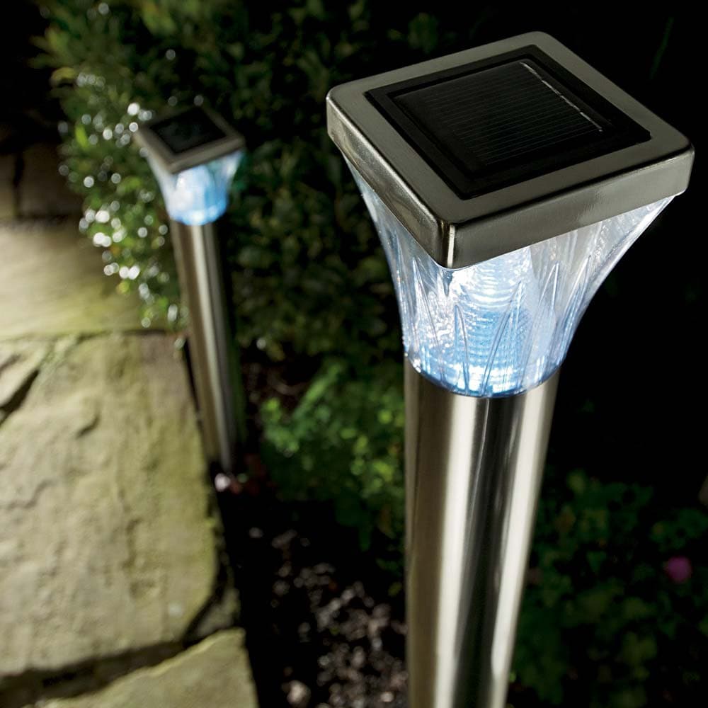 Solar ultra bright stainless steel post lights view 1
