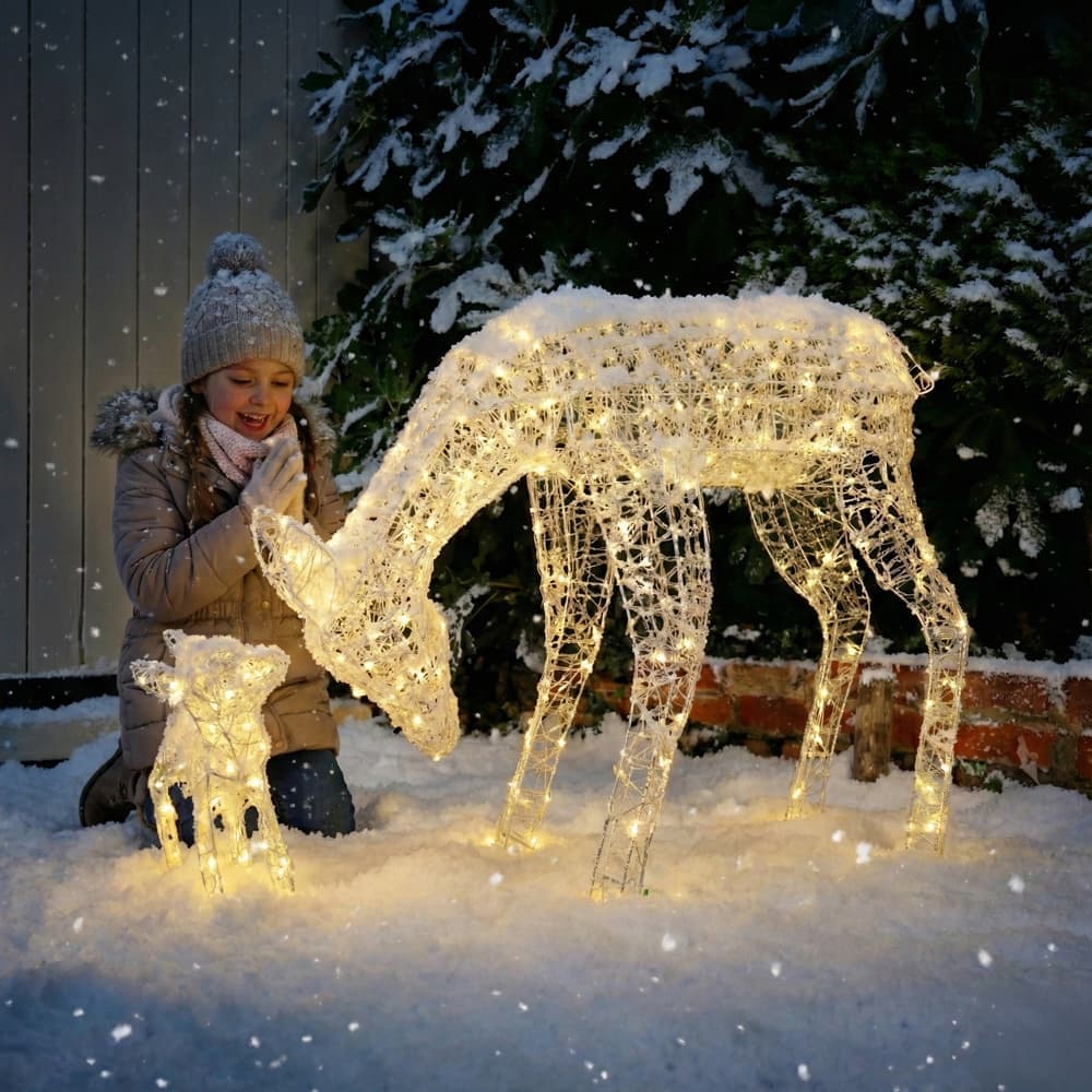 Lapland USB Solar Christmas Doe and Fawn - Powered By Leaf