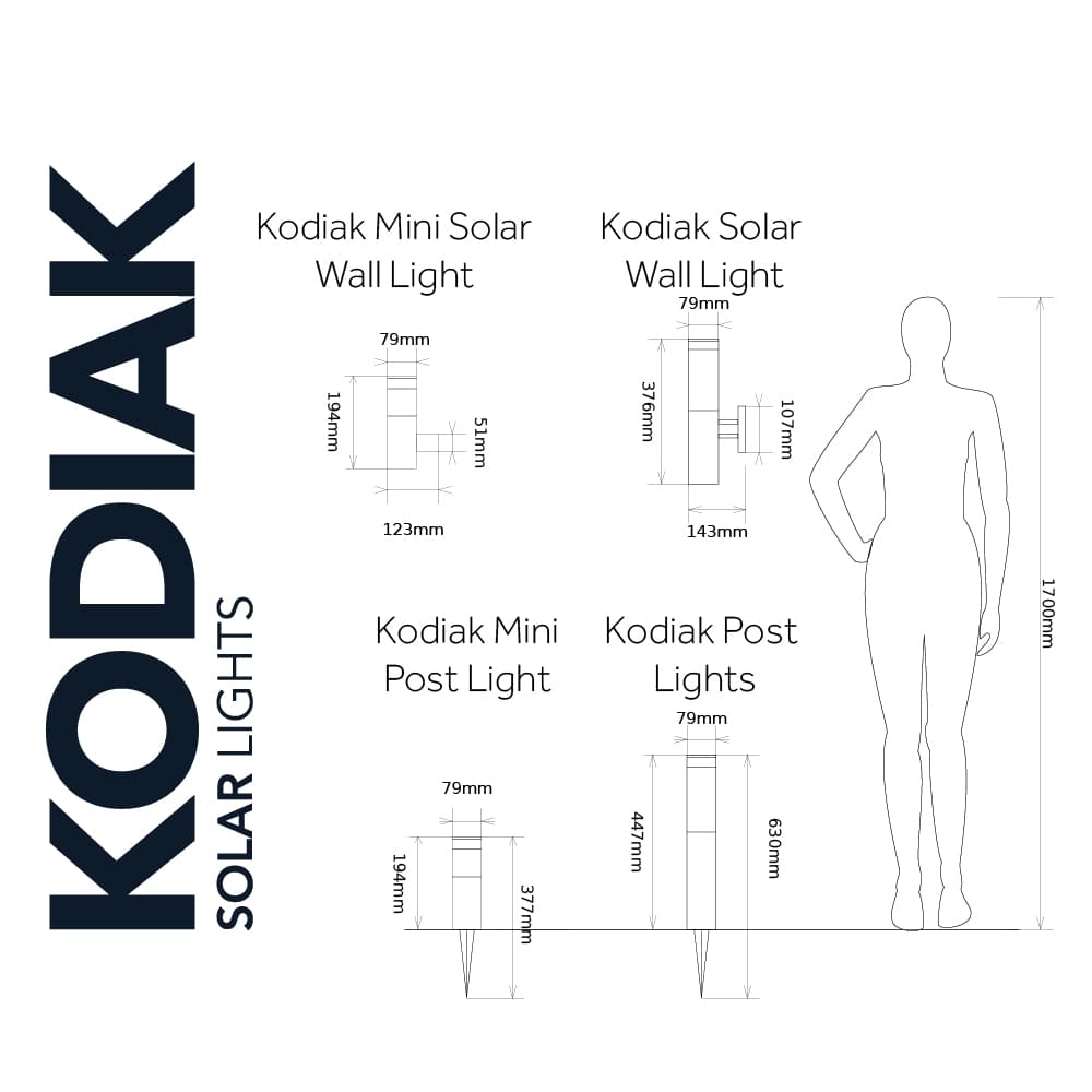 Kodiak Solar PIR Post Light dimensions