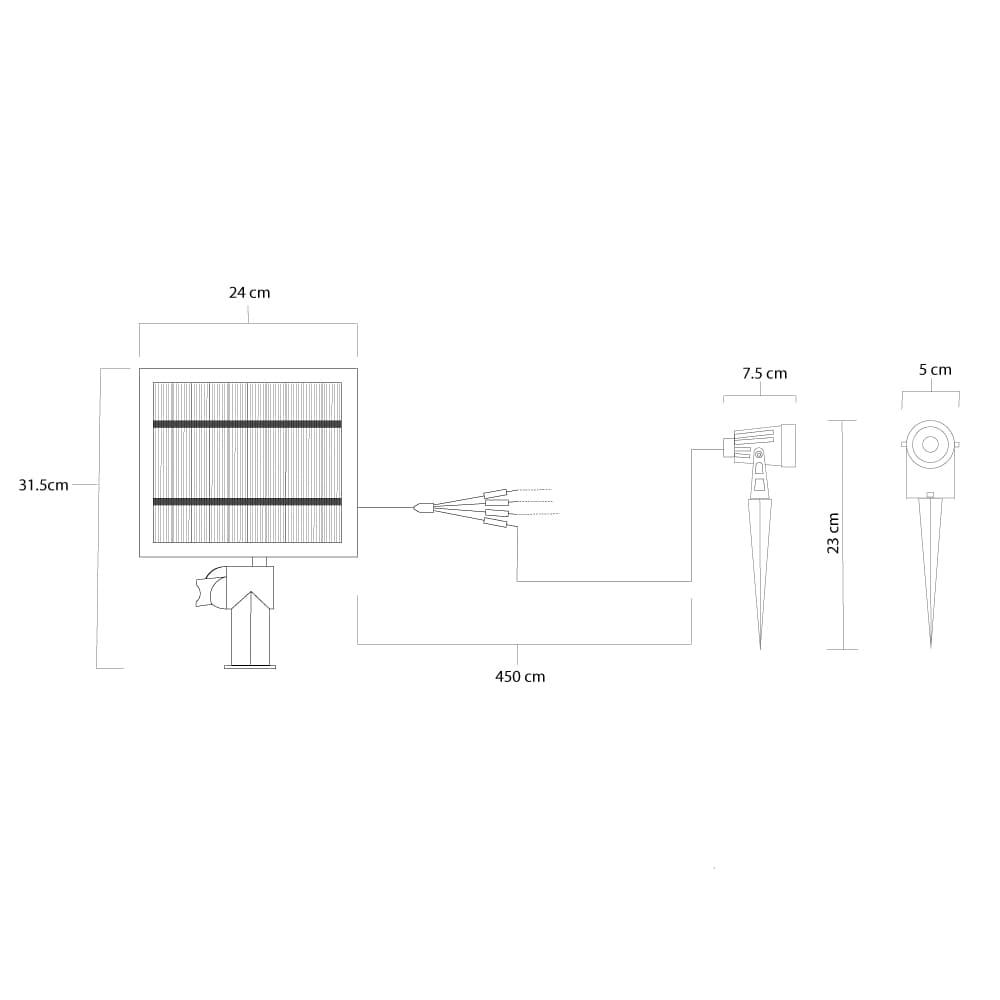 Atlas Solar Spotlights (Set Of 4) dimensions