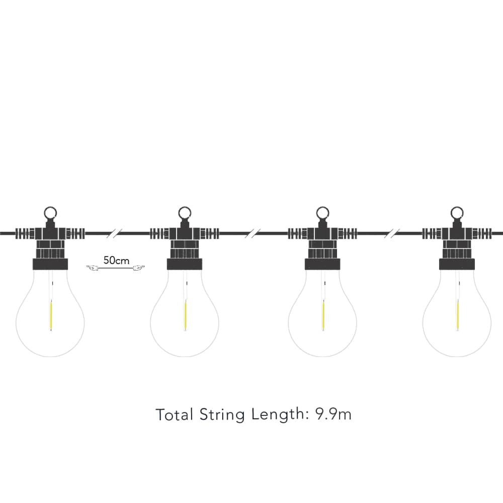 Edinburgh USB Solar Festoon Lights (Set Of 20) dimensions
