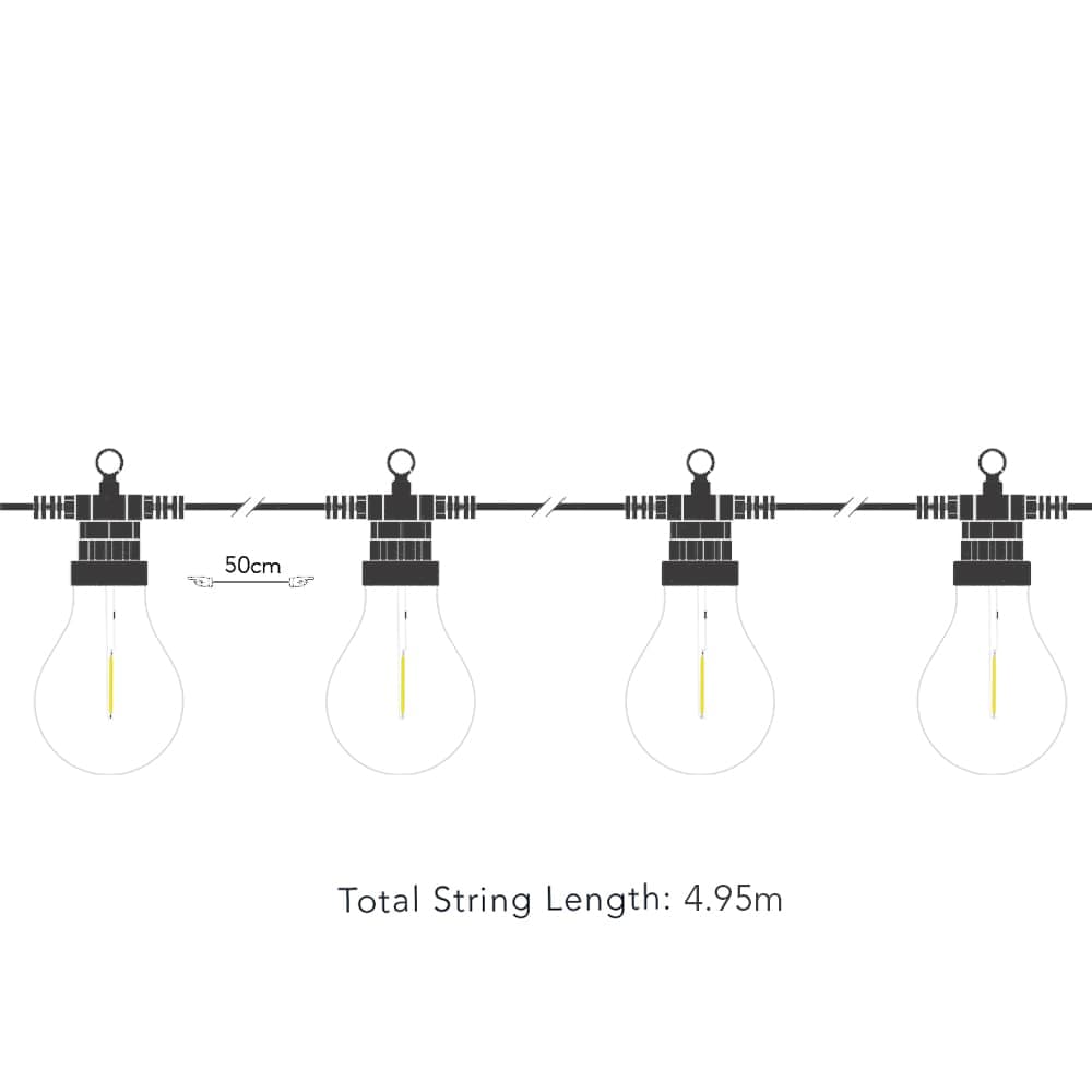 Edinburgh USB Solar Festoon Lights (Set Of 10) dimensions