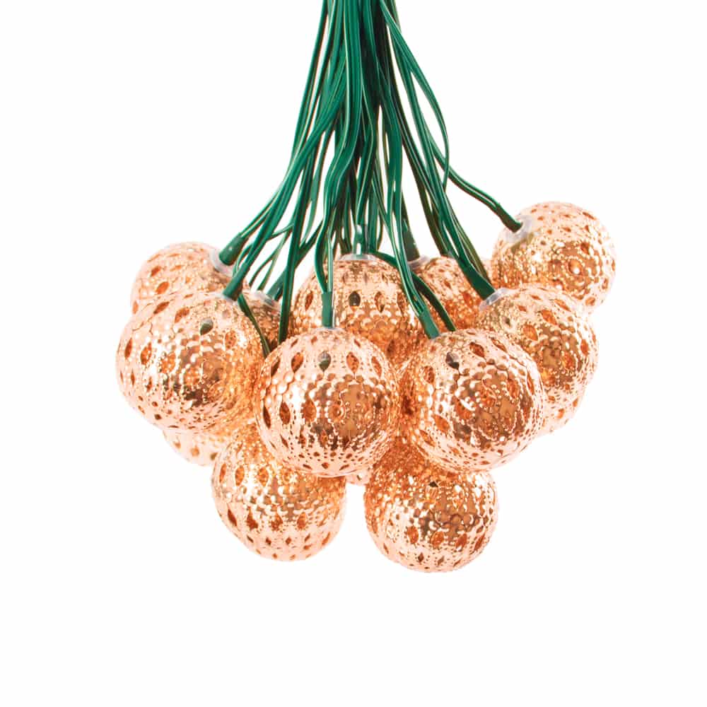 Elan Solar Copper Ball Lanterns - 20 LEDs key features