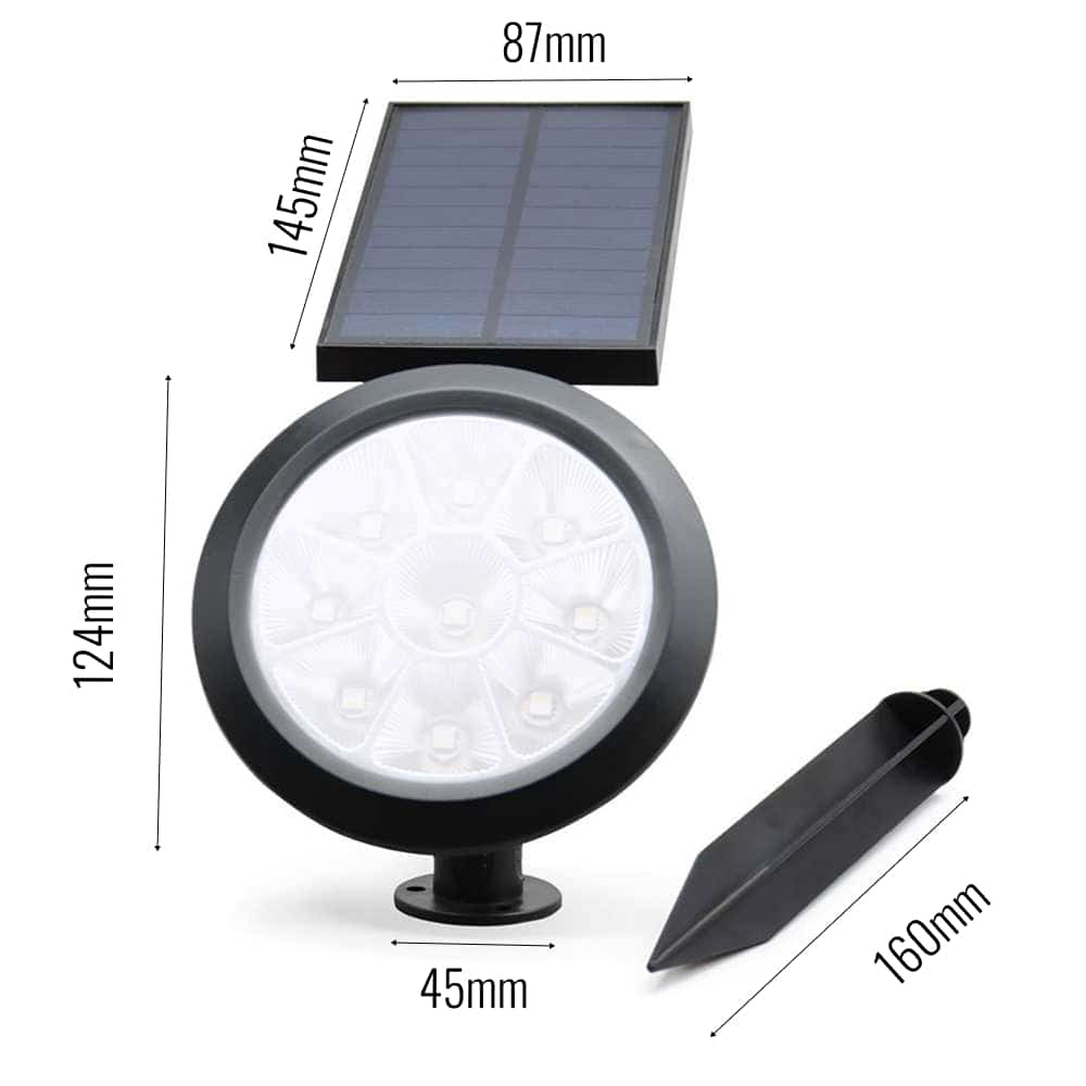 Chiron Solar Spotlight White / Warm White dimensions