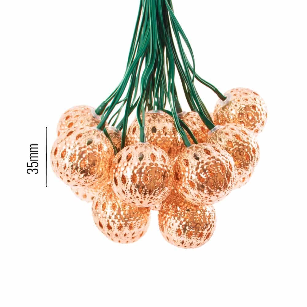 Elan Solar Copper Ball Lanterns - 20 LEDs dimensions