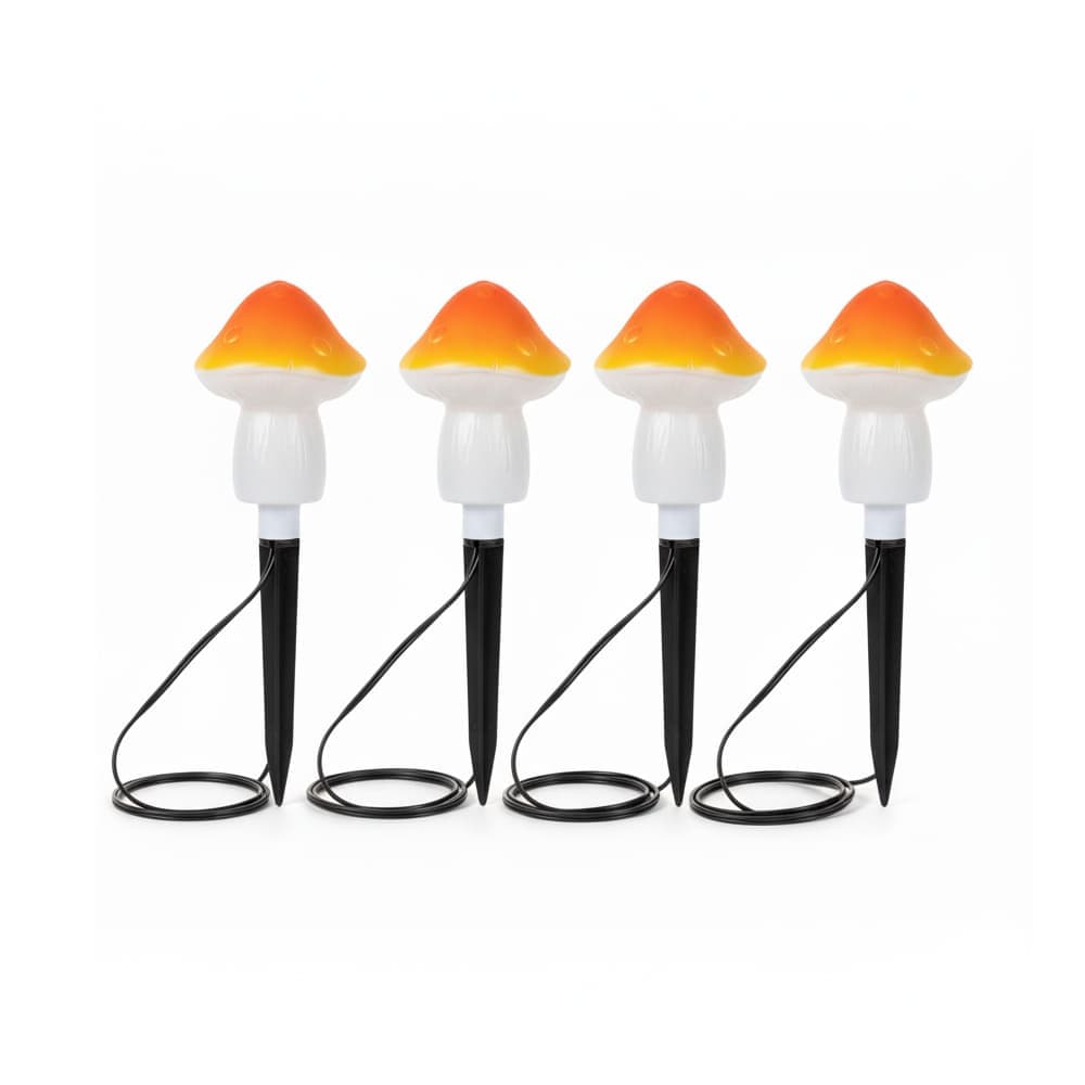 Glowcap Solar Mushroom Lights Set of 4 Toadstool Stakes key features
