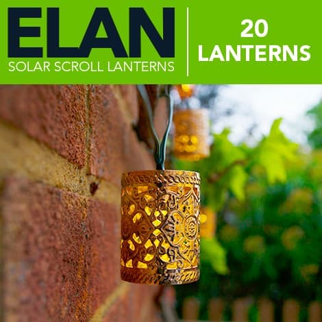 Elan Solar Scroll Lanterns - 20 LEDs
