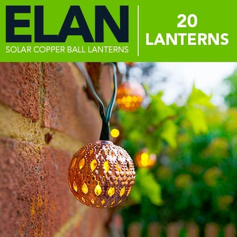 Elan Solar Copper Ball Lanterns - 20 LEDs