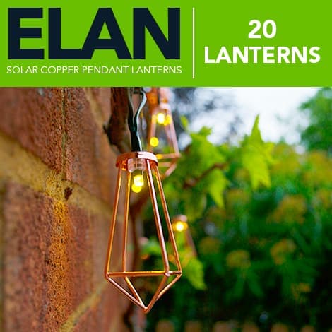 Elan Solar Copper Pendant Lanterns - 20 LEDs