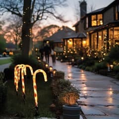 Lapland USB Solar Christmas Candy Canes Lights - Powered By Leaf