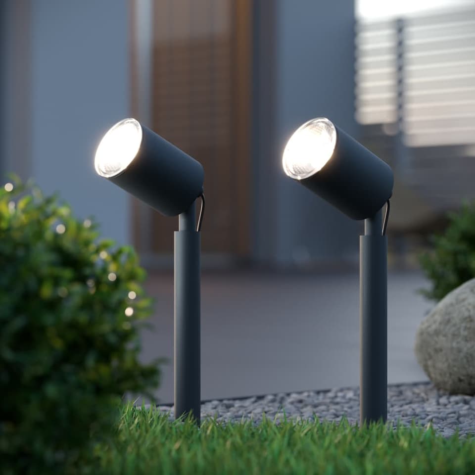 Apollo DualWhite Anthracite Solar Spotlights (Set Of 2) view 1