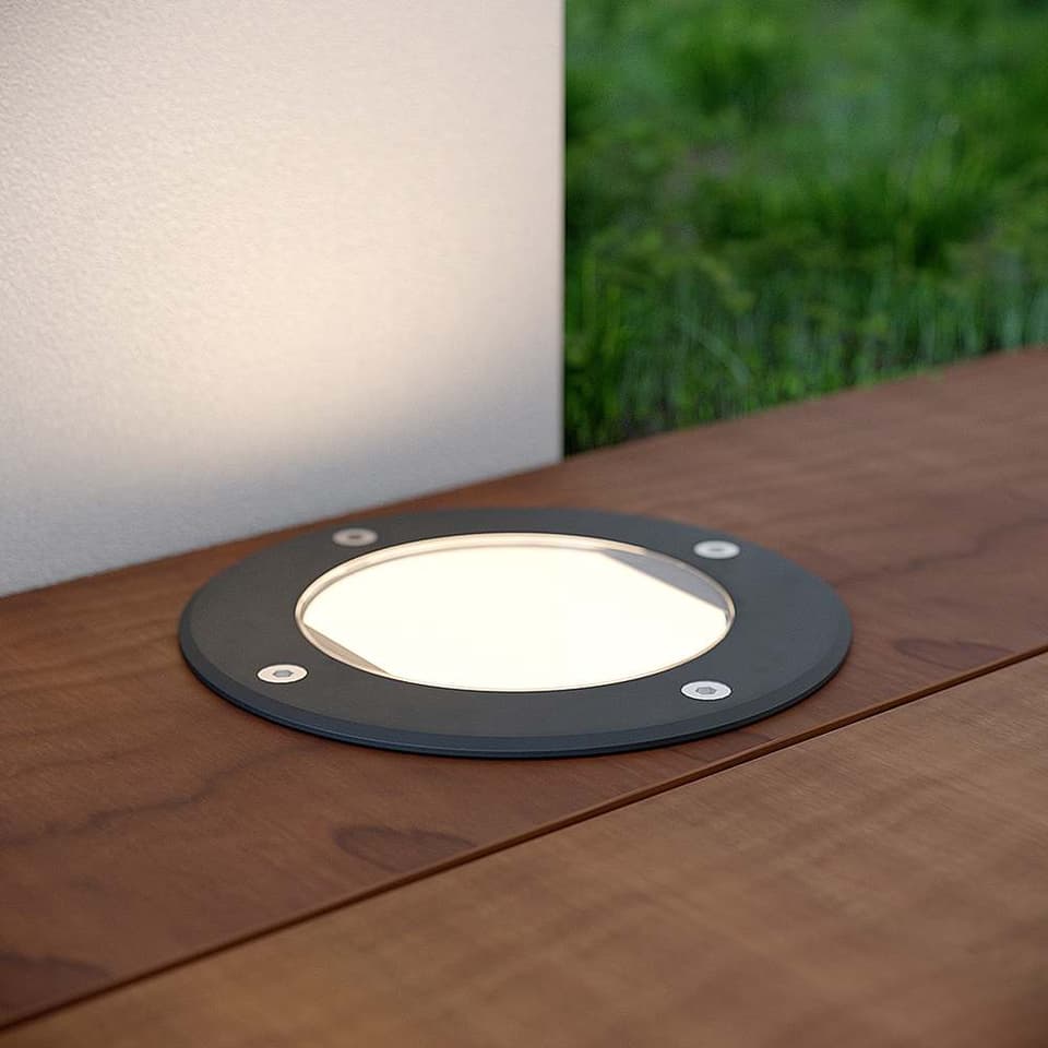 Dorton Anthracite Round Solar Deck Light view 1