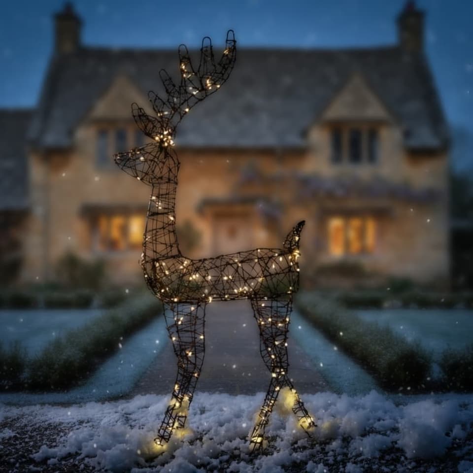 Lapland USB Solar Christmas Rattan Reindeer - Powered By Leaf view 1