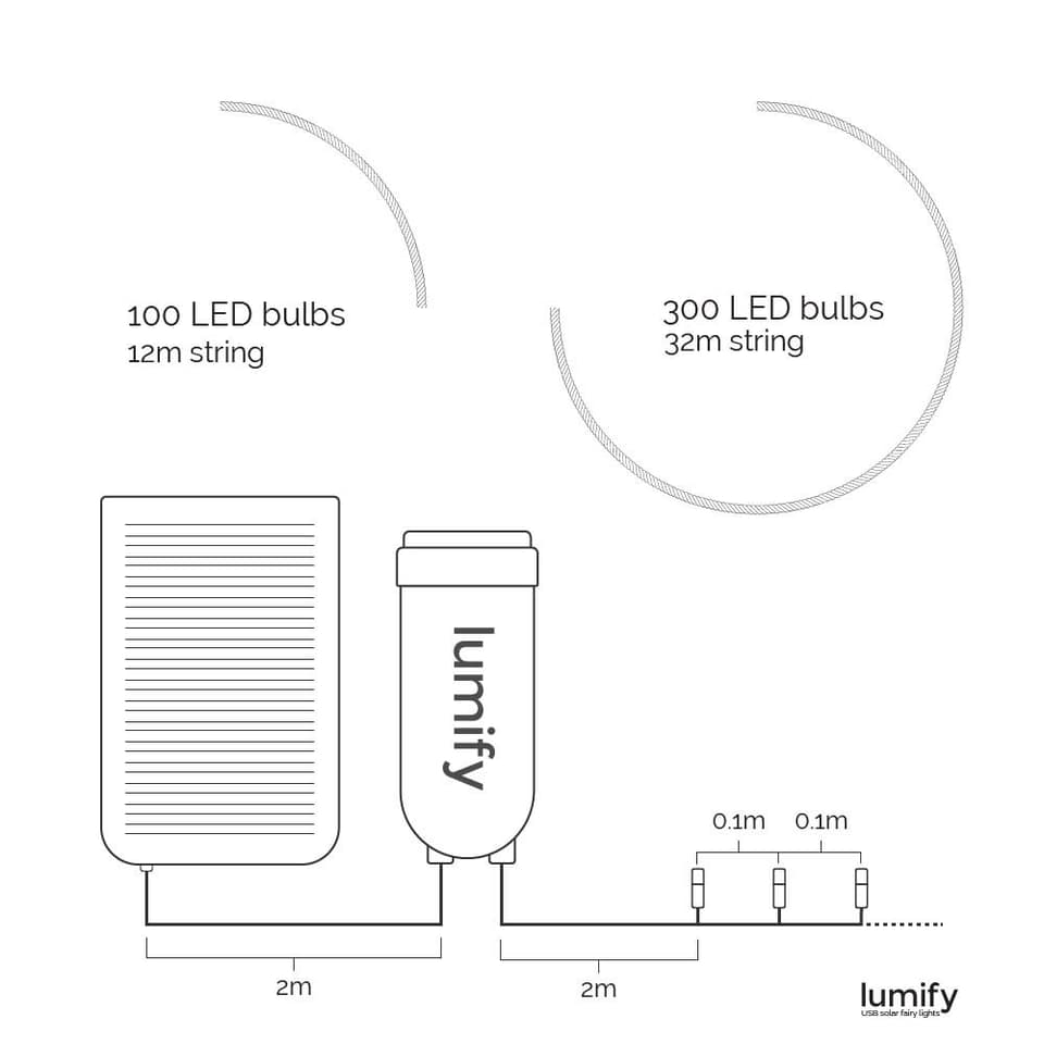 Lumify USB Solar Fairy Lights - Warm White 100 LEDs view 4
