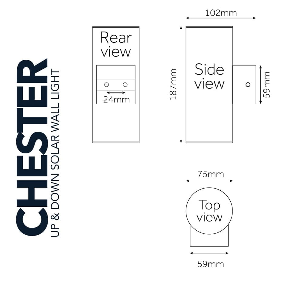 Chester Up & Down Solar Wall Light view 5