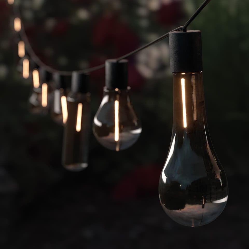 Edinburgh USB Solar Smoked Festoon Lights - Set Of 20 view 2