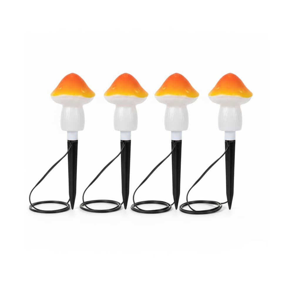 Glowcap Solar Mushroom Lights Set of 4 Toadstool Stakes view 2