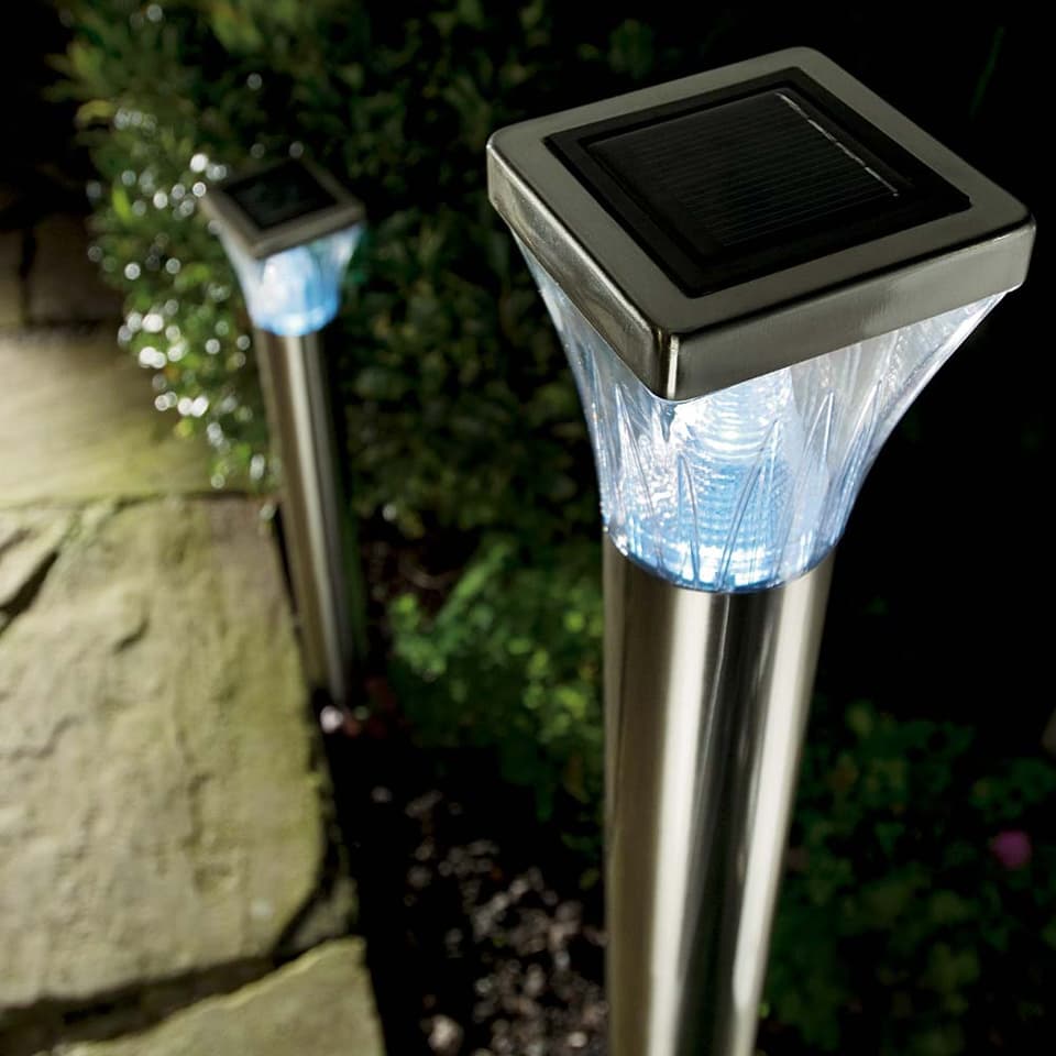 Solar ultra bright stainless steel post lights view 1